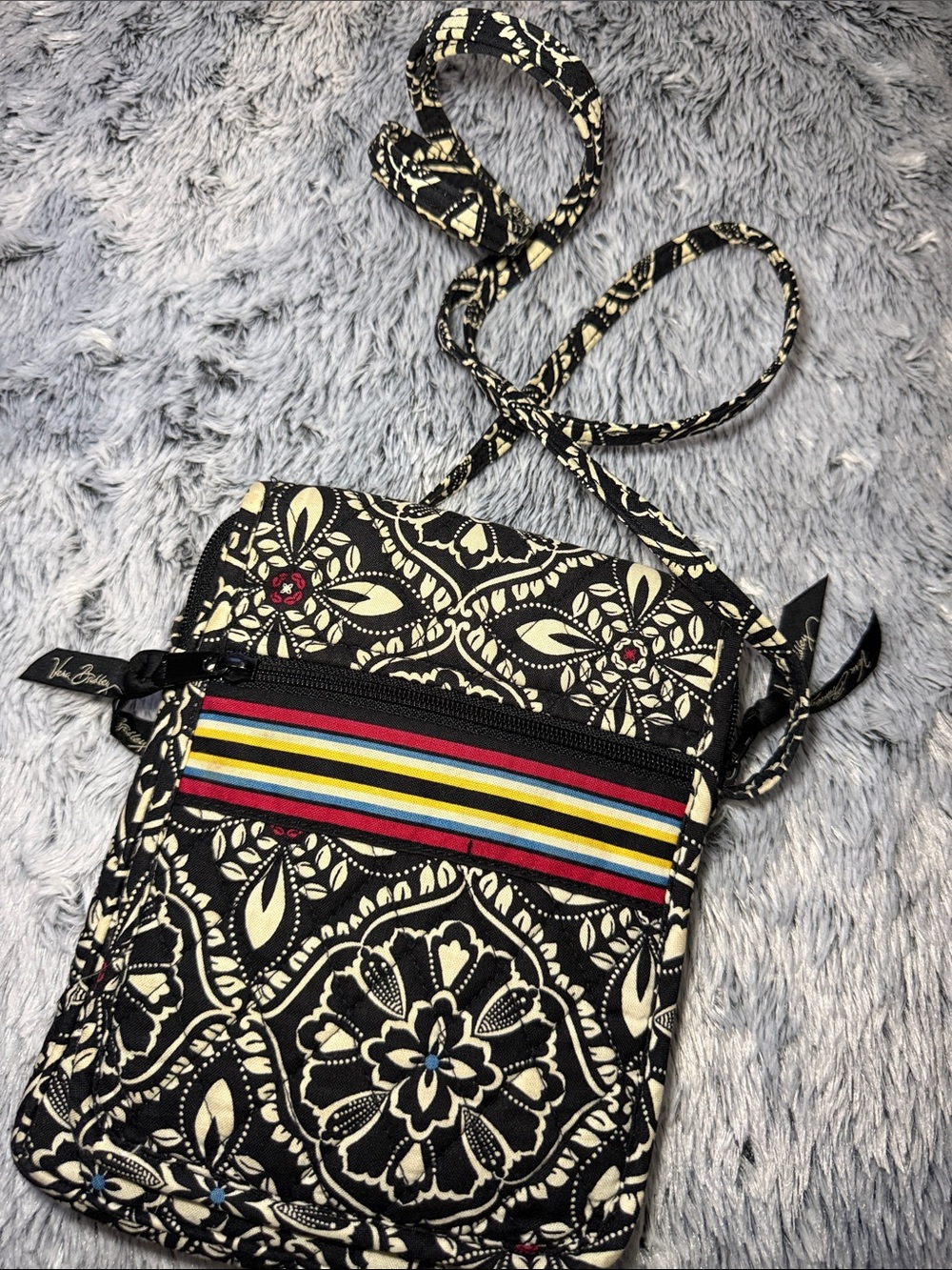 VERA BRADLEY 10334 Mini Hipster Crossbody in Barcelona Black Cream Floral